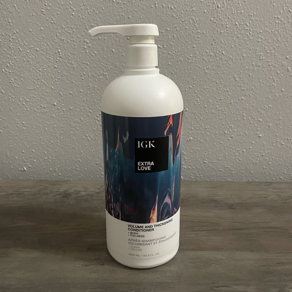 IGK EXTRA LOVE Volume And Thickening Conditioner W/ Pump 1 Liter 1000 ML 33.8 OZ